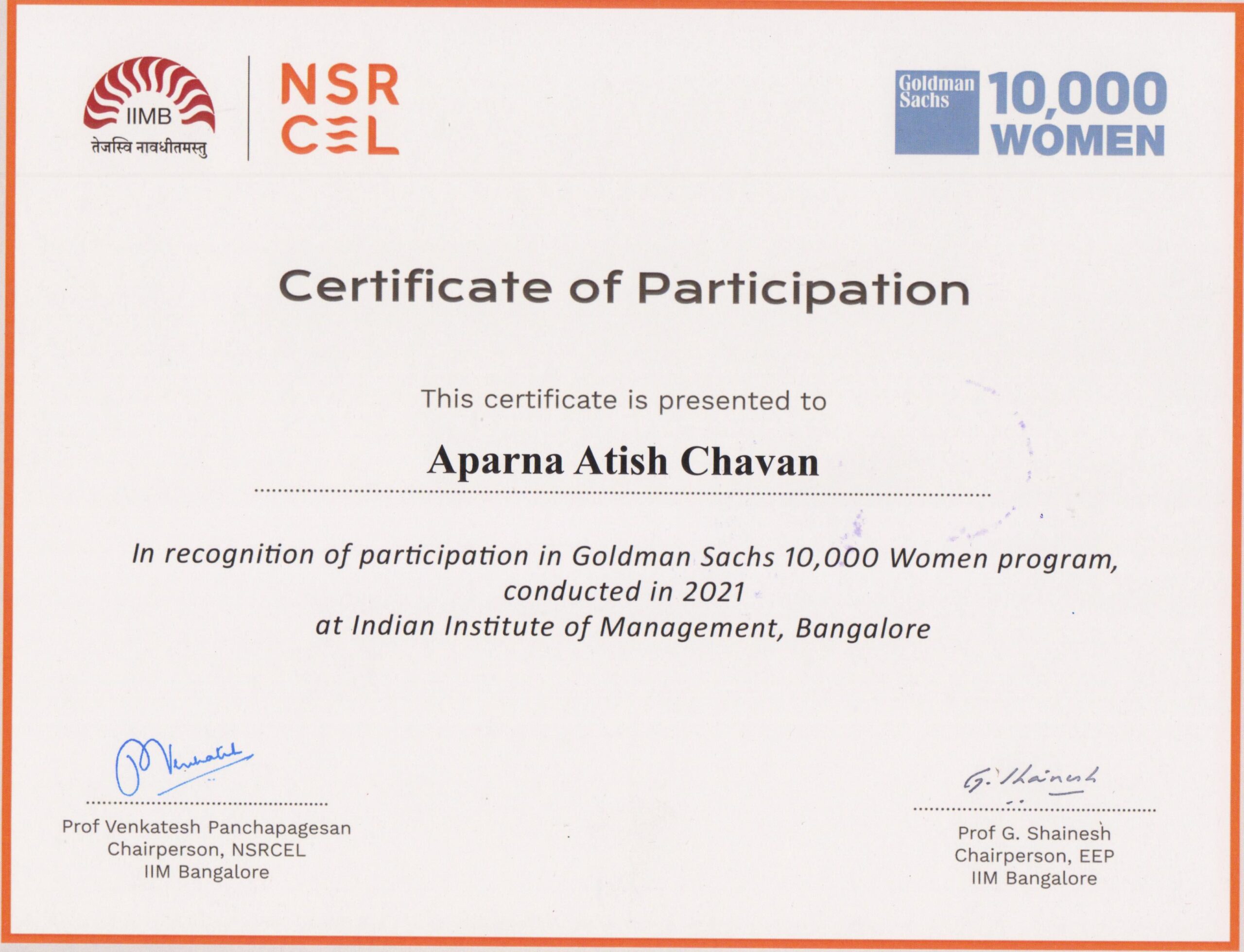 NSR CEL Certificate of Participation