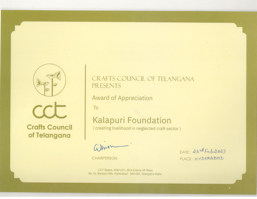 Crafts council of Telengana presents Award of Appreciation